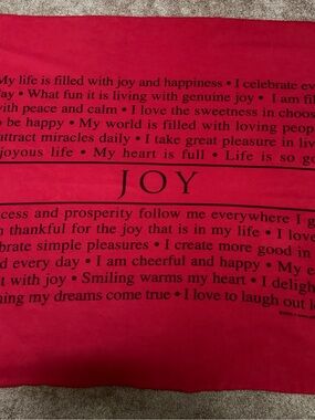JOY Text Print Red Throw Blanket.